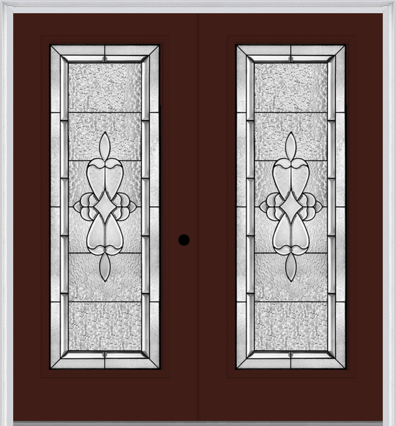 MMI Twin/Double Full Lite 6'8" Fiberglass Smooth Jamestown Patina Decorative Glass Exterior Prehung Door 686